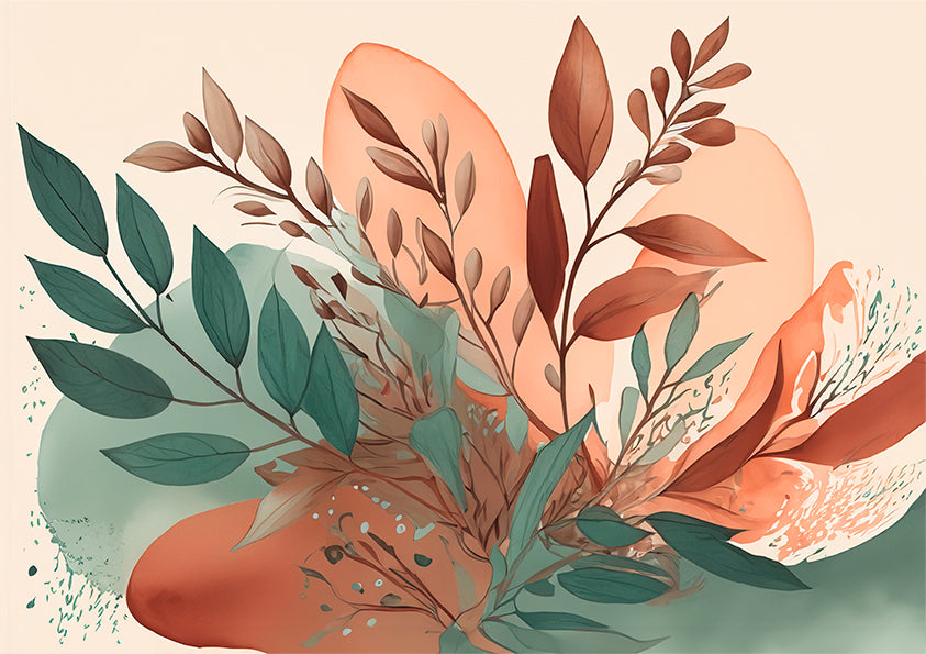 A1 Australian Wall Art Flourish Nature Wall Art coloured leaves and shapes