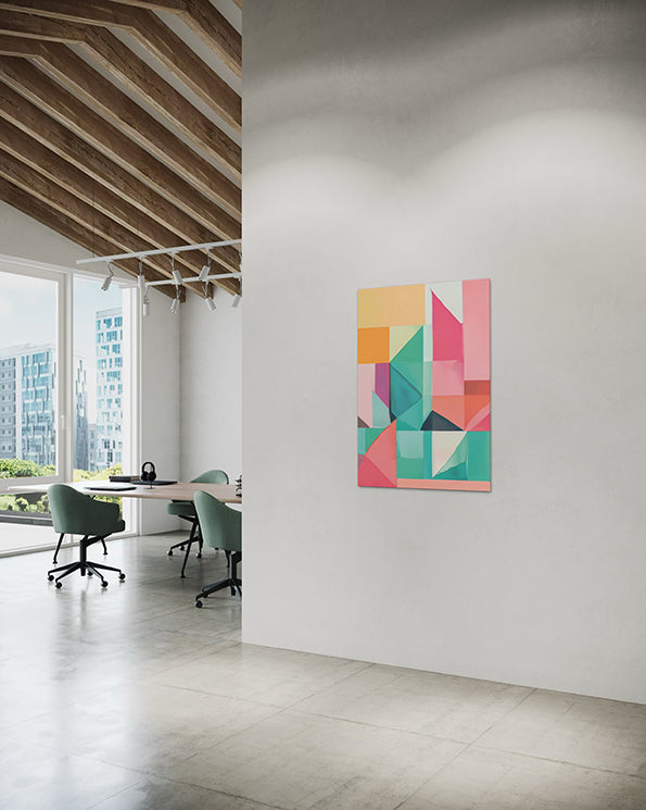 little pathways abstract artwork wall art print hanging in office