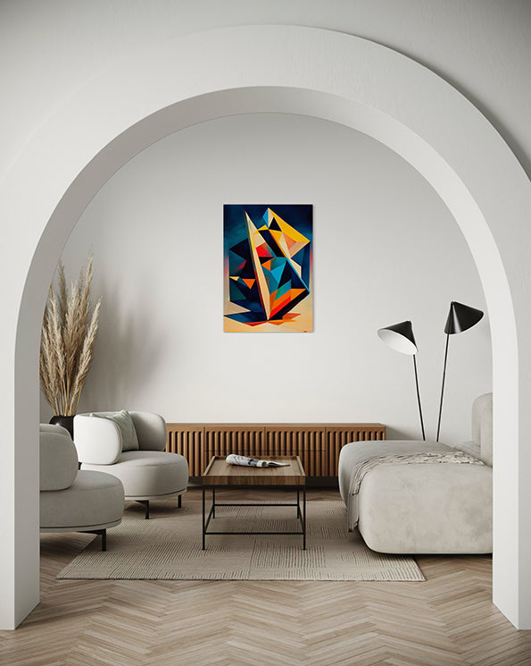abstract artwork full of colour and geometric shapes, wall art in living room