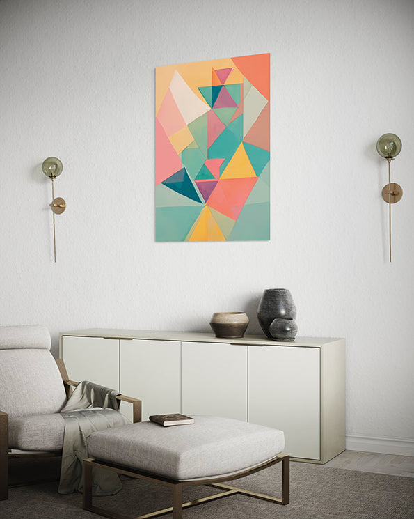 unfolding abstract art print, wall art hanging in living room
