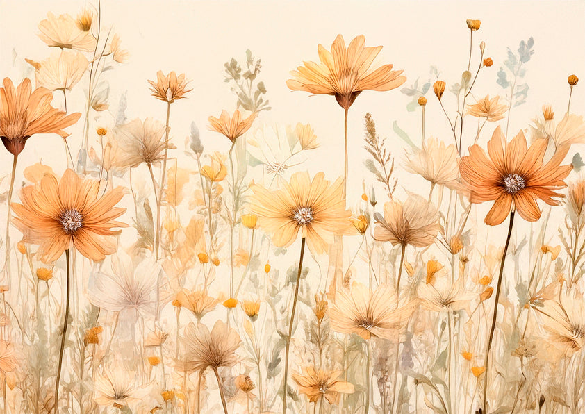 Mocha Wildflowers Botanical Wall Art