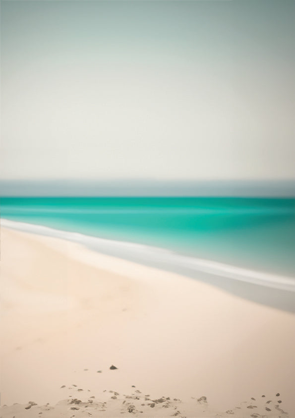 Aqua Dreams Unique Wall Art coastal abstract artwork of shoreline in aqua and white.