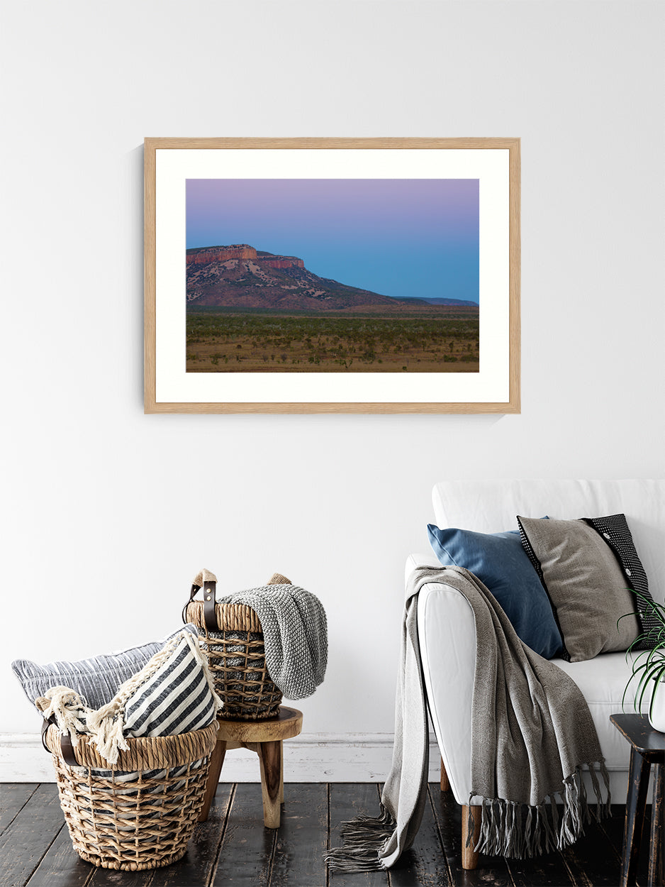 Wall Art Print, Australian Landscape Photography, Nature Photography, purple and blue sunset mountain print, wall art Australia, timber framed