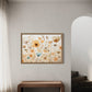 hope is the artwork title for this gorgeous botanical wall art print.  The flowers are vintage looking with soft pastel hues of orange, brown, beige and blue.  Very soft and flowing to look at.  Artwork is hanging in a timber canvas float frame in a modern high end home.  Stylish modern artwork.