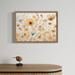 hope is the artwork title for this gorgeous botanical wall art print.  The flowers are vintage looking with soft pastel hues of orange, brown, beige and blue.  Very soft and flowing to look at.  artwork is displayed in a timber hanging float frame