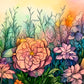 rainbow florals botanical wall art print with pastel rainbow colours