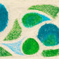 abstract artwork depicting aerial view of a beach with sand and grass shrubs and pools of water with shaky brush strokes making it seem wind swept.