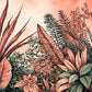botanical wall art print, dusky pink leaves and green leaves, a unique wall art print