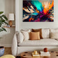 abstract wall art, unique wall art print, lots of bright colours painted in abstract fashion, wall art in living room
