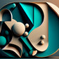 geometric shapes floating in a frame, digital artwork, wall art print