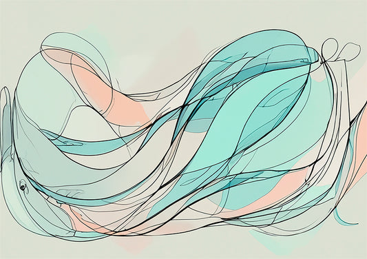 abstract wall art, female form line drawing in pastel colours