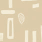 abstract artwork, plan beige background with cream coloured shapes and pine cone like figures