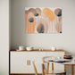 abstract artwork, brown and orange and black shapes and lines, unique wall art print in living room