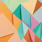 abstract artwork, pastel rainbow colours in geometric shapes, wall art print