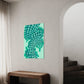 Australian Wall Art Print Salt Water Crocodile (Salty) showing the rhythm and repetition of the green scales. Wall Art print shown hanging in a hallway.