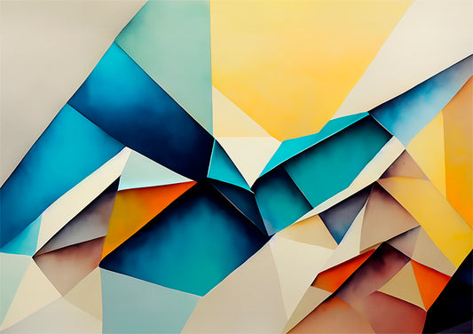 Printable wall art, bright colours and geometric shapes, looks like folded paper