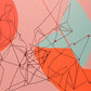 printable wall art, red, pink and a muted blue colours with a line drawing over the top create a unique printable artwork