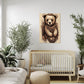 baby bear kids wall art print, hanging in nursery above a crib cot