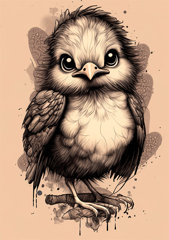 Kids wall art print baby bird illustration