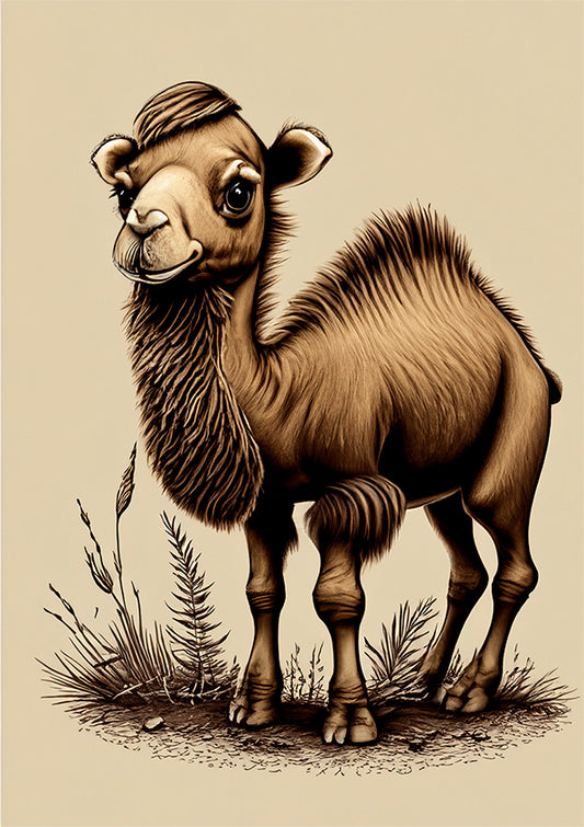 kids wall art, camel illustration