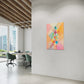 Fortune Stack Unique Wall Art Print featuring pastel colours and geometric shapes.  Wall art print hanging in office.