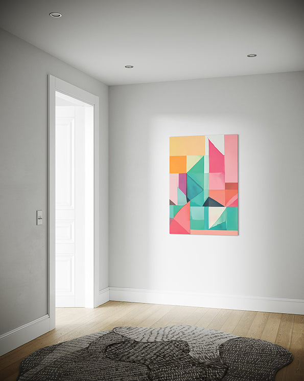 little pathways abstract artwork wall art print in hallway