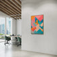 abstract artwork print Overlap geometric shapes and bold pastel colours.  Australian wall art print in office.