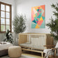 unfolding abstract art print hanging in baby's room