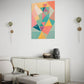 unfolding abstract art print, wall art hanging in living room