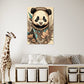 Kids Wall Art Baby Panda sketch with boho flowers around it hanging in kids room