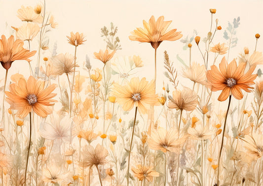 Mocha Wildflowers Botanical Wall Art