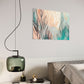abstract wall art with leaves and lines and limited colours, Australian wall art in bedroom