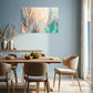 abstract wall art with leaves and lines and limited colours, Australian wall art in living room