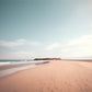 coastal connection unique wall art print featuring shoreline and rocky headland in the distance.
