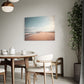 coastal connection unique wall art print featuring shoreline and rocky headland in the distance. coastal abstract wall art print in living room