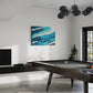 coastal gust unique wall art print, ocean waves lapping at the Australian shoreline.  wall art hanging in games room above a pool table.