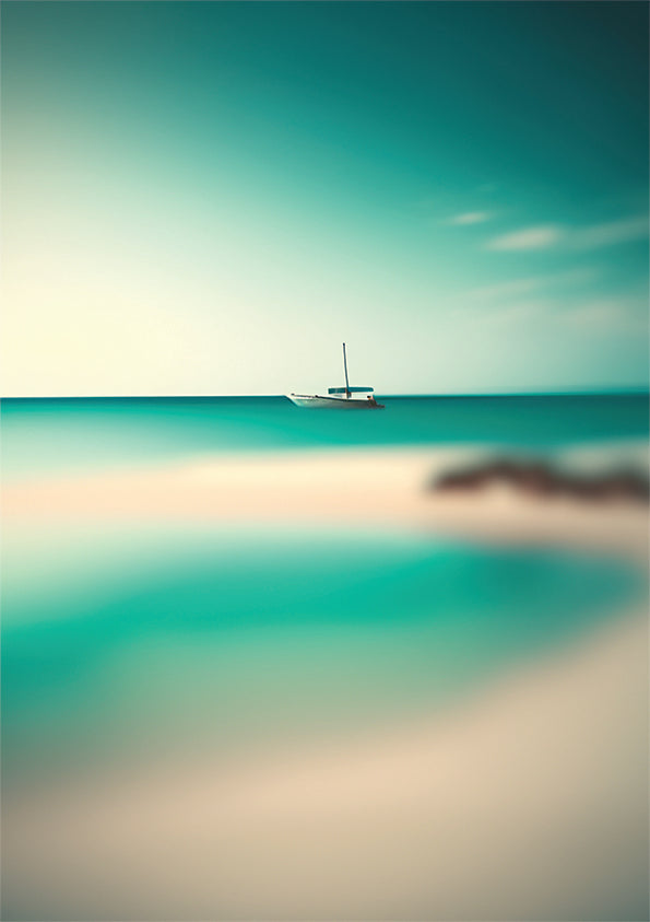 Jervis Bay Unique Wall Art print, featuring a sailing boat on the horizon.