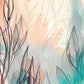 abstract wall art with leaves and lines and limited colours, Australian wall art.