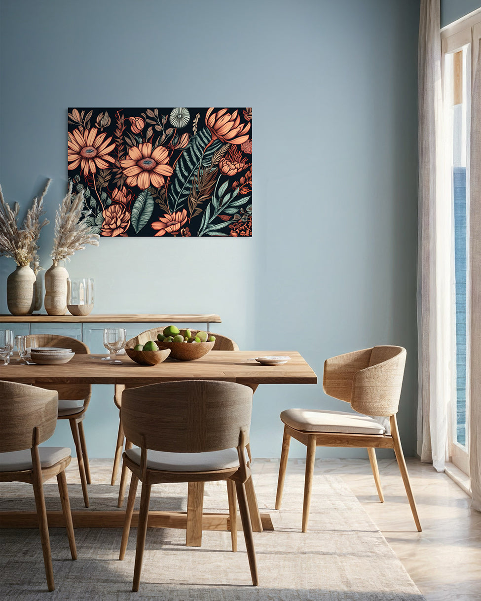 australian wall art print botanical wall art flowers and leaves wall art in living room