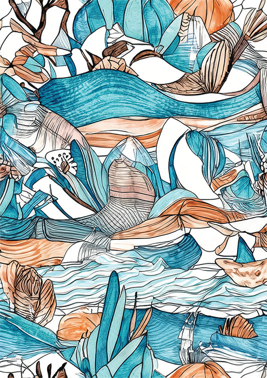 unique wall art print.  Abstract tidal dreaming is a beautiful artwork.  Featuring abstract lines and organic shapes. 