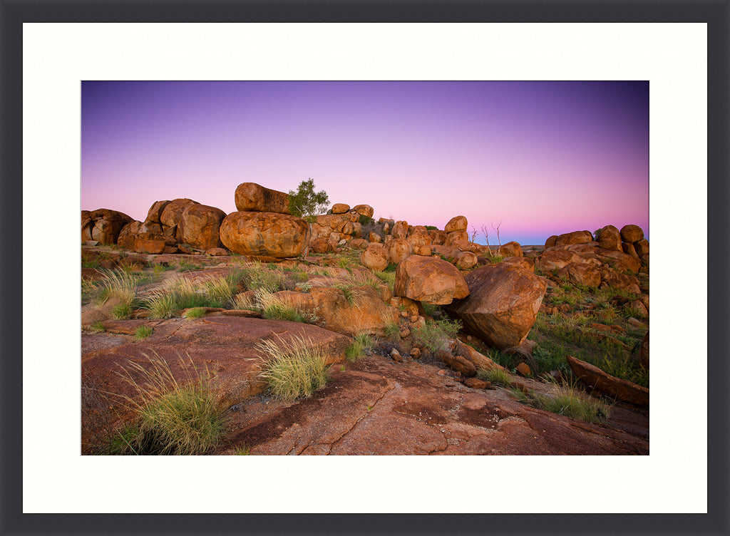 Australian Landscape Photograph, Nature Photography, Wall Art Print, Purple and Pink Rocks, black frame