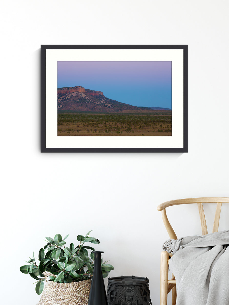 Wall Art Print, Australian Landscape Photography, Nature Photography, purple and blue sunset mountain print, wall art Australia, black framed